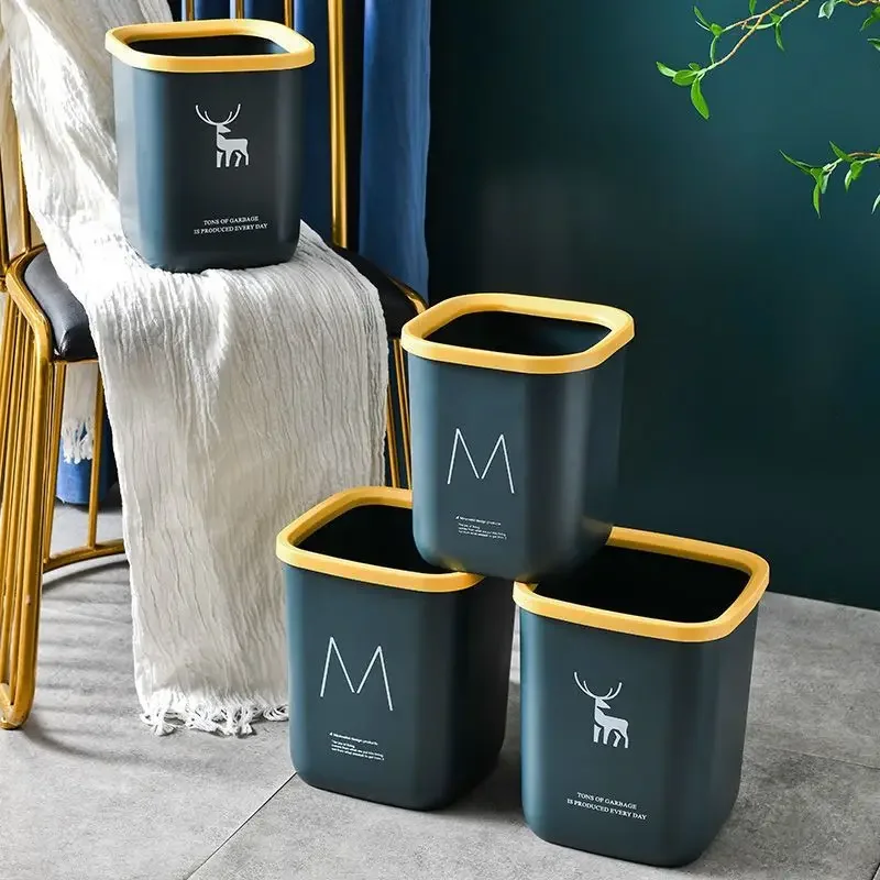 Plastic Wastebasket Home Living Room Bedroom Kitchen Bathroom No Lid Nordic Paper Basket Garbage Bin  Dustbin