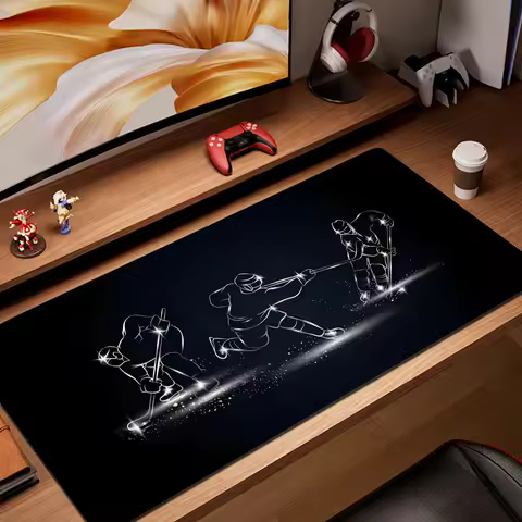 Ice Hockey Players Gaming Mouse Pad Big Desk Mat with Stitched Edges Mousepad Laptop 31.5X11.8 Inch Large Mouse Pad XXL