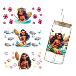 Disney Moana Princess Ocean Adventure Princess UV DTF Sticker DIY Waterproof Decals For 16oz Glass Coffee Cup Sticker