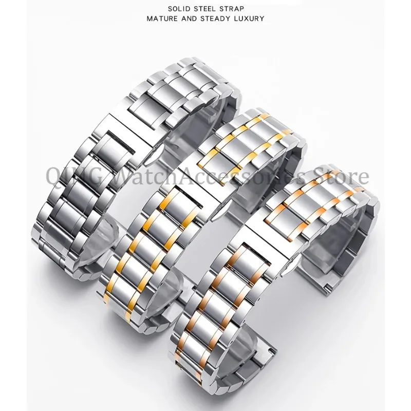 12 14 16 17 18 19 20 21 22 23 24mm Universal Arc Flat End Solid Stainless Steel Watchband for Tissot Butterfly Clasp Watch Strap