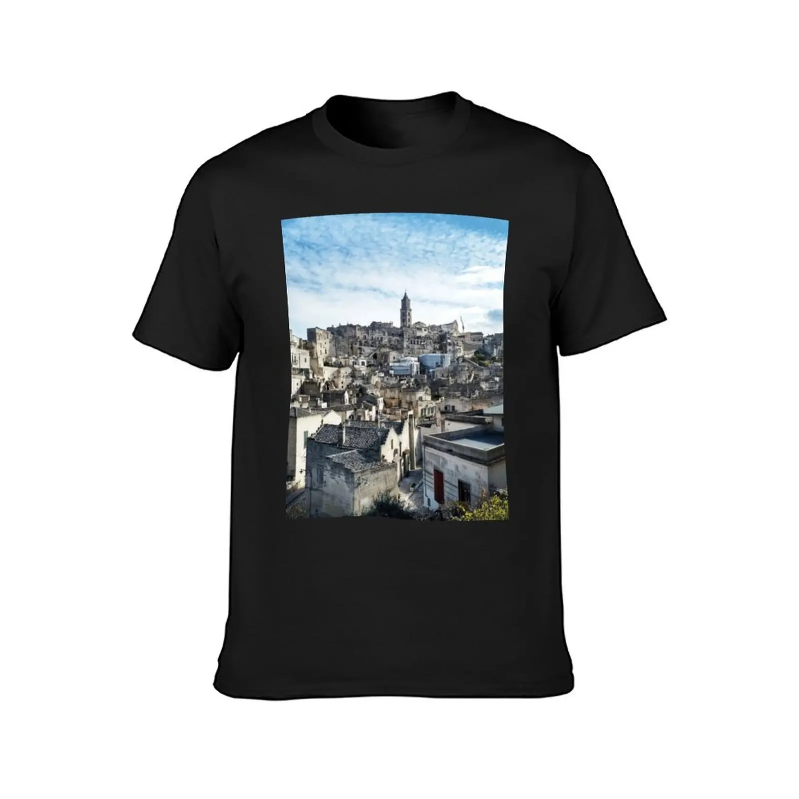 Panoramic View of Sasso Barisano in Matera T-Shirt Short sleeve tee blanks boys whites clothes for men