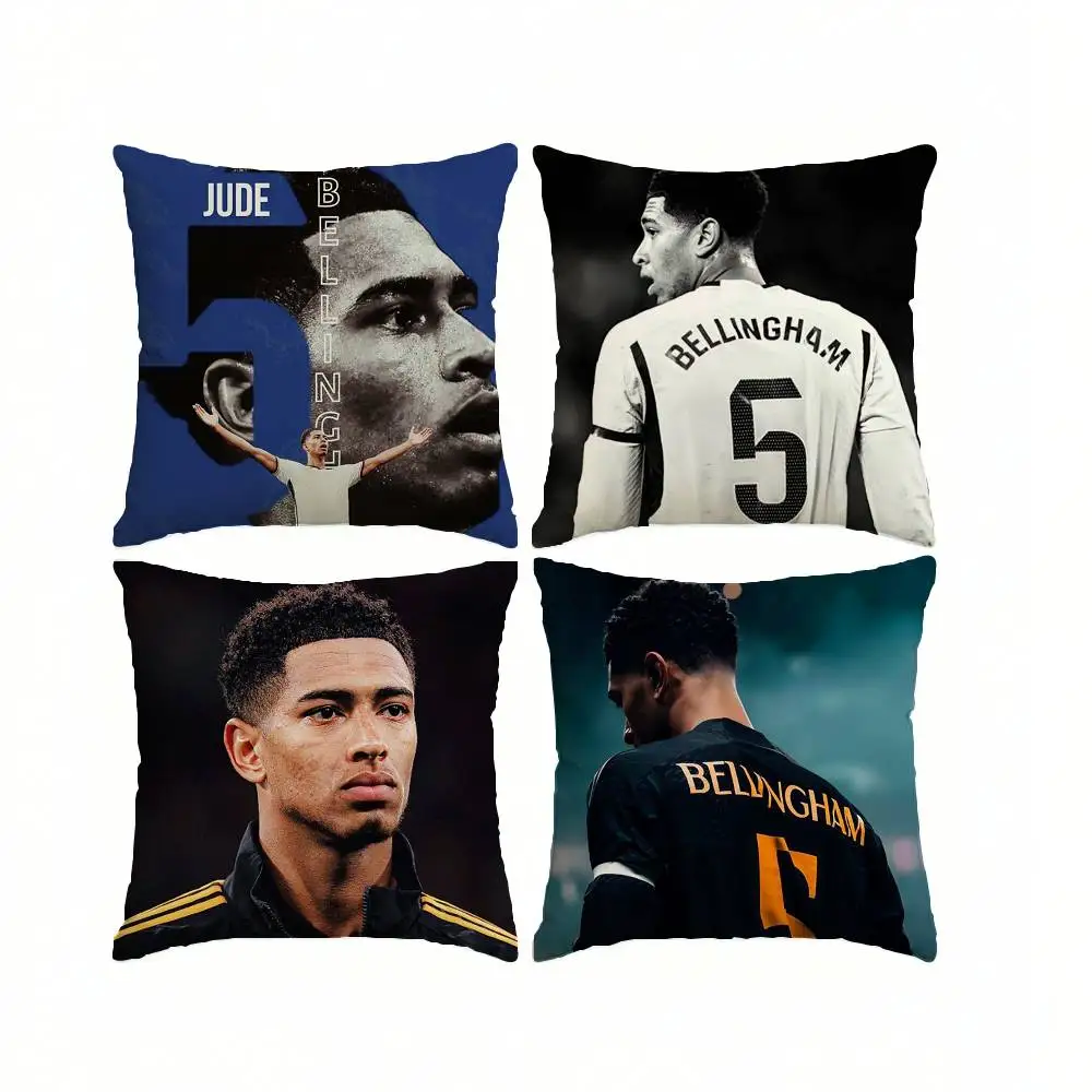 J-Jude Bellingham Football STAR Pillow Case Square Double-Sided Sofa Cushion Cover Bedroom Bedside Pillow