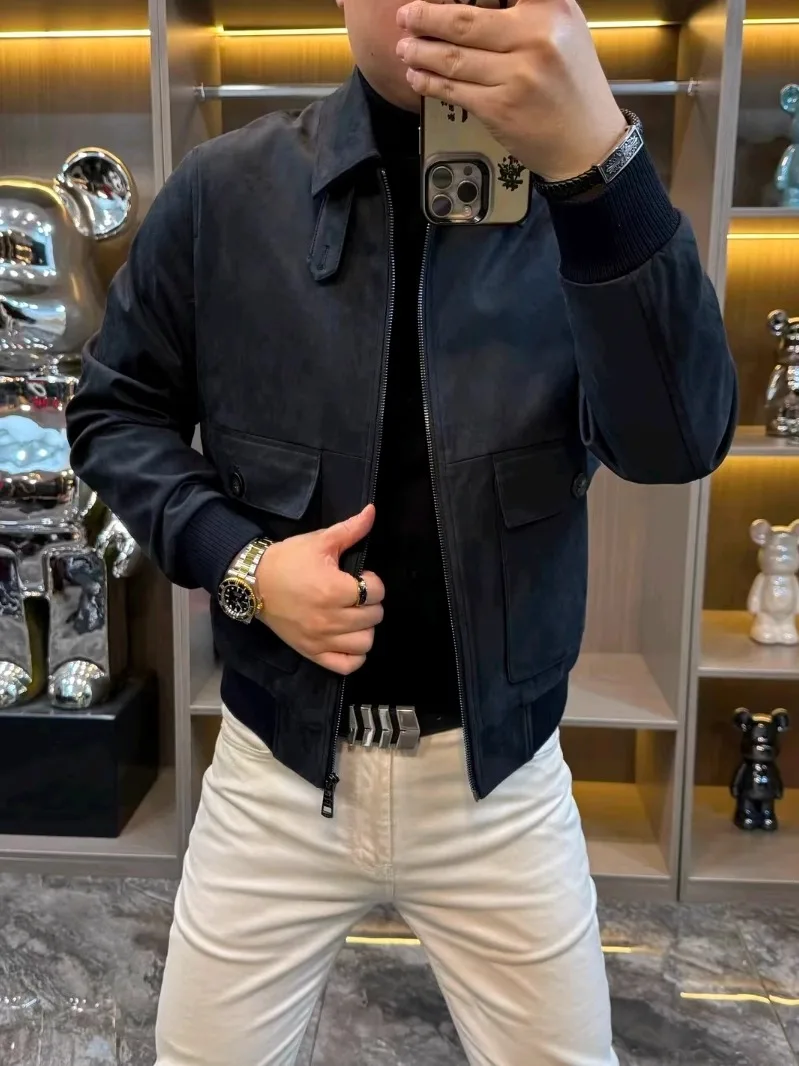 

High Quali Faionable Casual Autumn Winter down Jaet Collar Busin Sle Stand Fit Long Sve Antibacterial Zipper