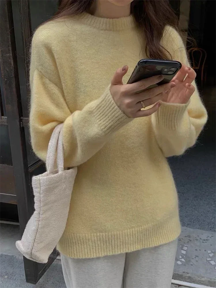 Sweater Women Winter Pullover Girls Sweater Oversize Knitting Tops Vintage Long Sleeve Fall Female Knitted Outerwear Warm Pull