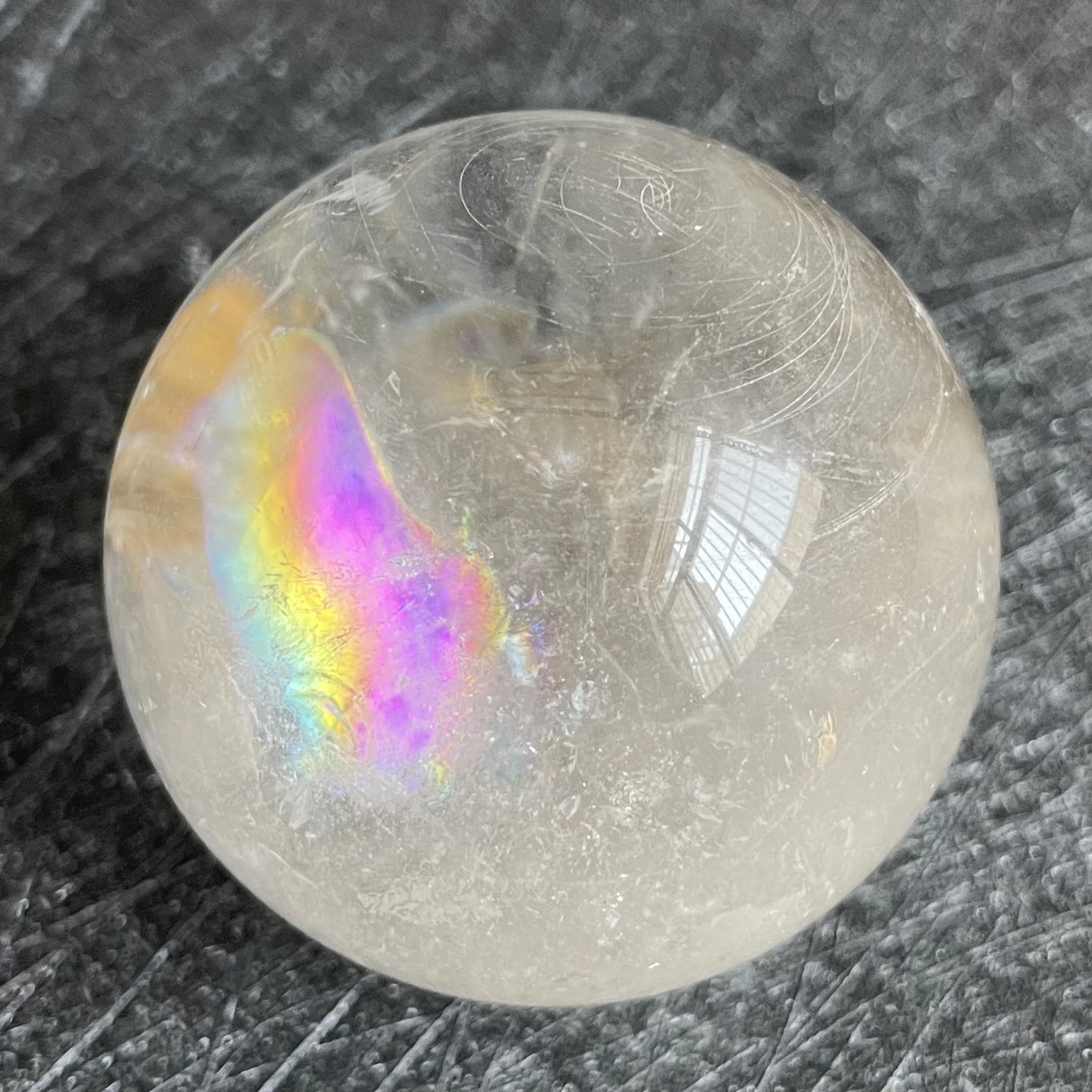 

129g Natural Stone Clear Quartz Crystal Ball Rainbow Sphere Polished Rock Reiki Healing C9