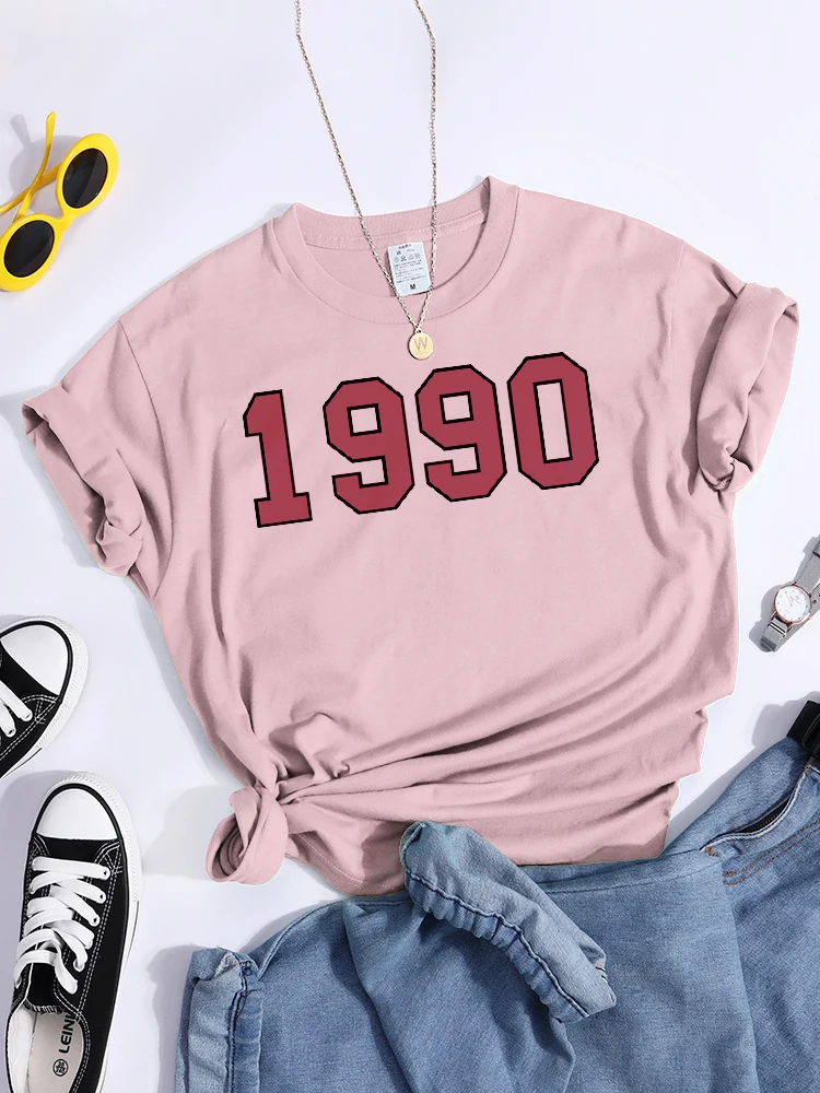 1990 Years Print Woman Tshirt Summer Sport Comfortable Tshirt Vintage Hipster T-Shirts Soft Casual Tops Tee