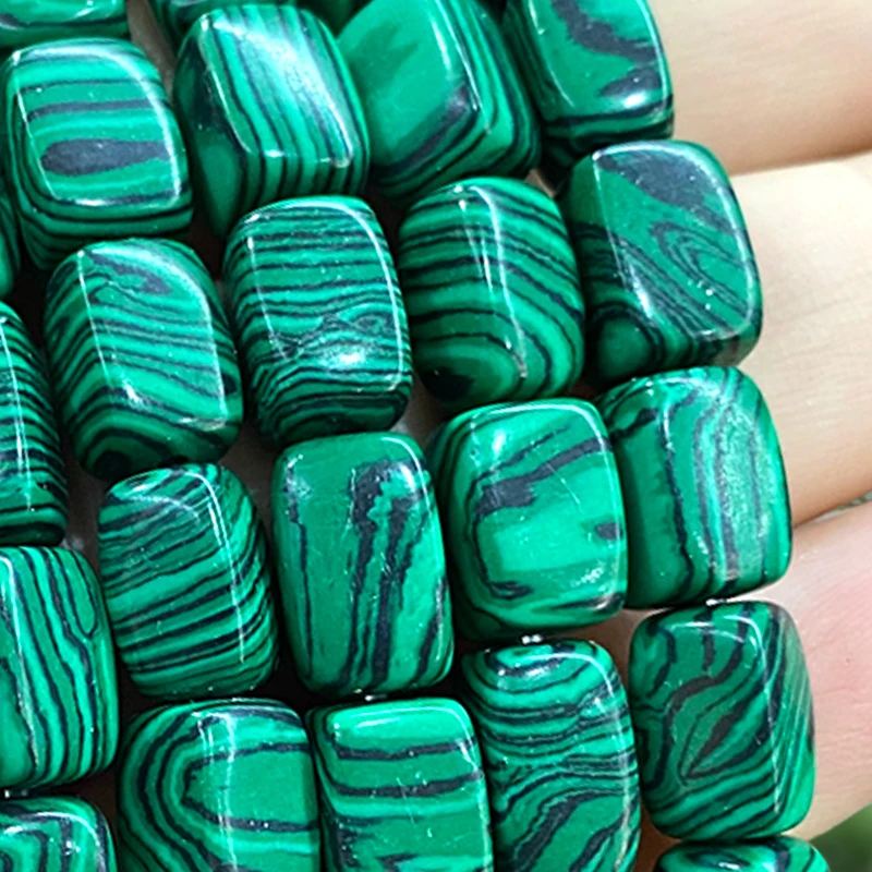 Natural Stone 8x12MM Irregular Square Malachite Loose Raw Spacer Beads for Jewelry Making Diy Bracelet Earrings Accessories 15\'\'