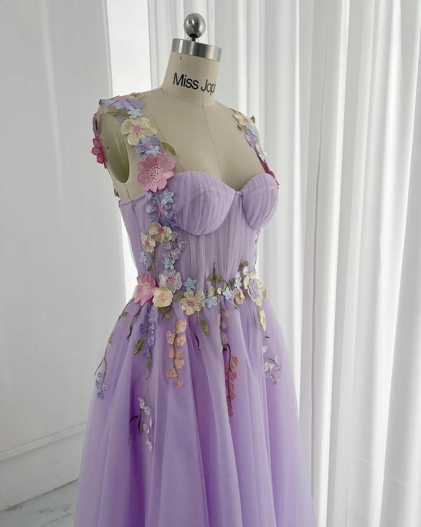 

Booma Lavender Fairy Midi Prom Dresses For Graduation Party Sleeveless 3D Flower Homecoming Evening Dresses A Line Formal Dress