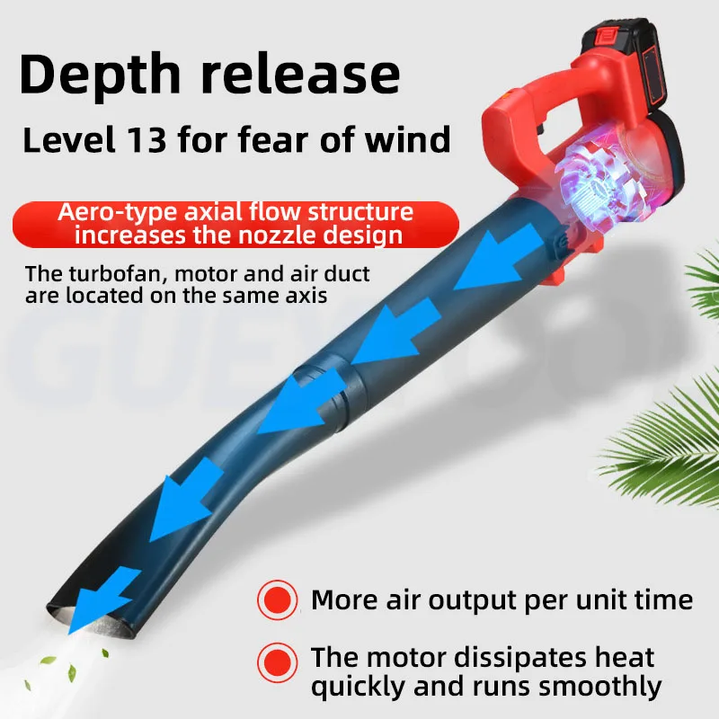 Electric Hair Dryer High Power Blade Blowing Snow And Dust Removal Long Lasting Endurance Lithium Battery Air Blast Dusting Tool