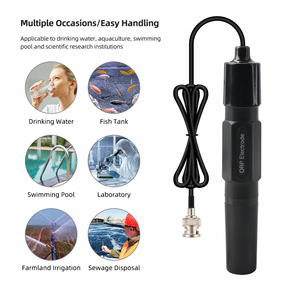 Yieryi ORP Probe 256MV Liquid Sensor Aquarium Laboratory ORP Electrode Probe BNC Oxidation-Reduction Potential Test Sensor 110CM