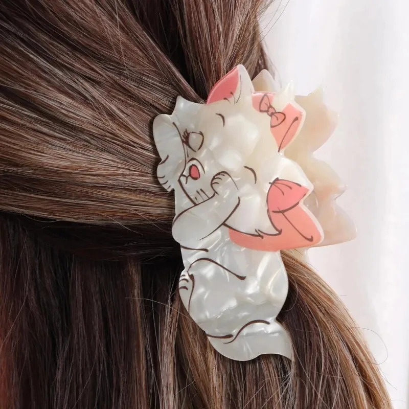 Disney Cartoon Cute Marie Cat Plastic Resin Gripping Hair Clip Originality Shark Clip Girl Hair Accessories Birthday Gifts