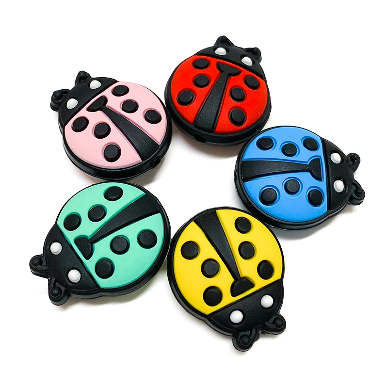 

10pcs Mini Ladybug Silicone Beads Baby Dummy Cartoon Pacifier Toy Accessories