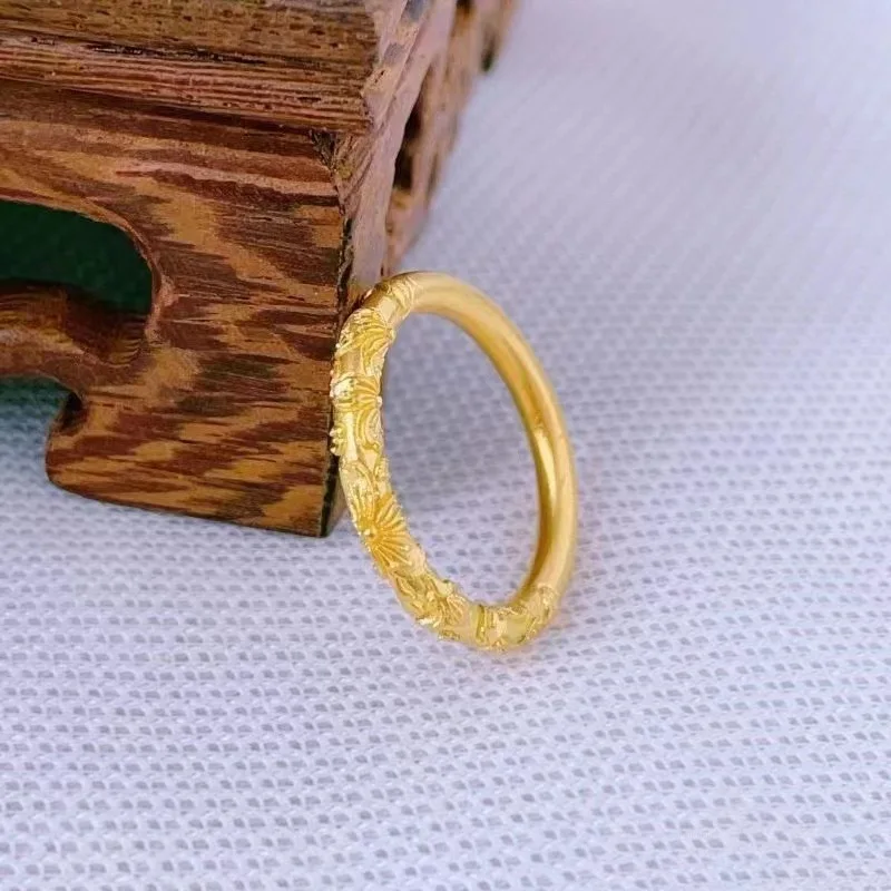 SMILE Real 18K Gold Sakura Ring Pure AU750 Women's Vintage Ring Boutique Jewelry Gifts Exquisite Jewelry R0011