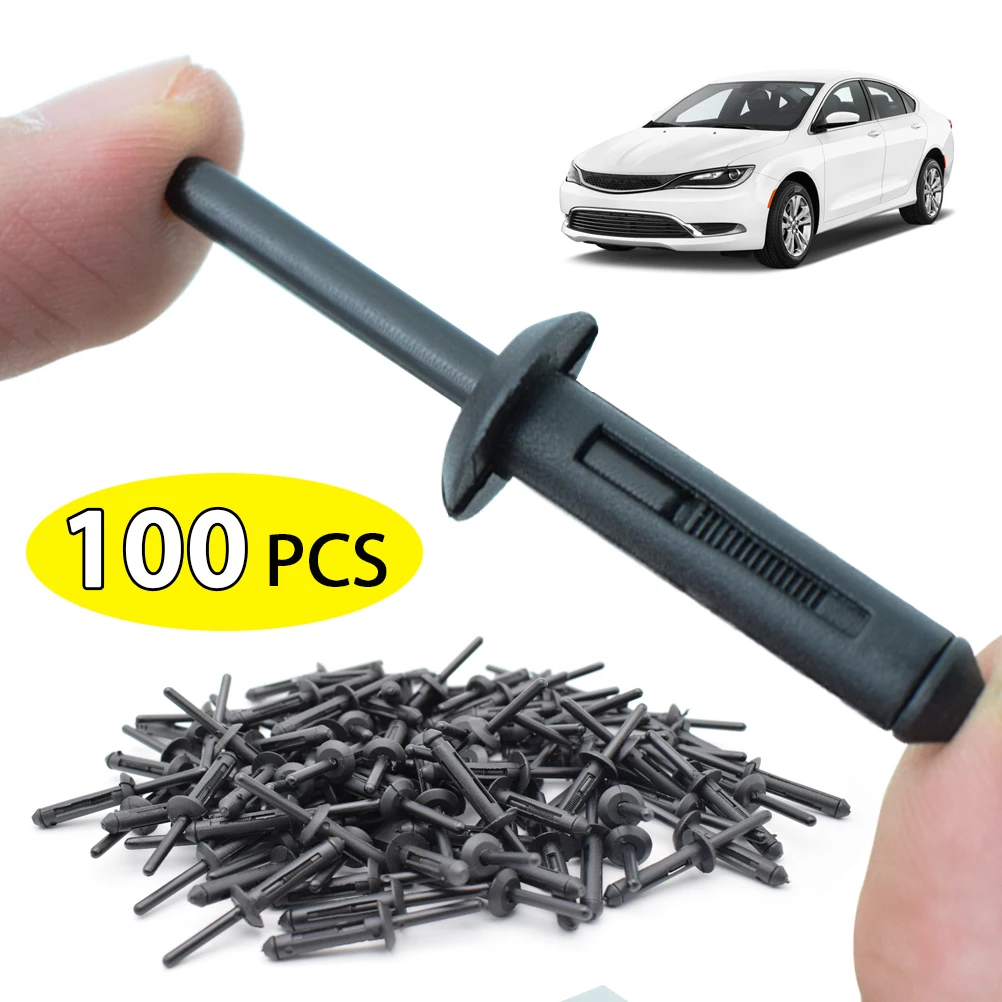 100Pcs Nylon Rivet Clip Bumper Fastener For Ford GM For Chrysler Jeep Wrangler JK Dodge Avenger Auto Retainer Car Accessories