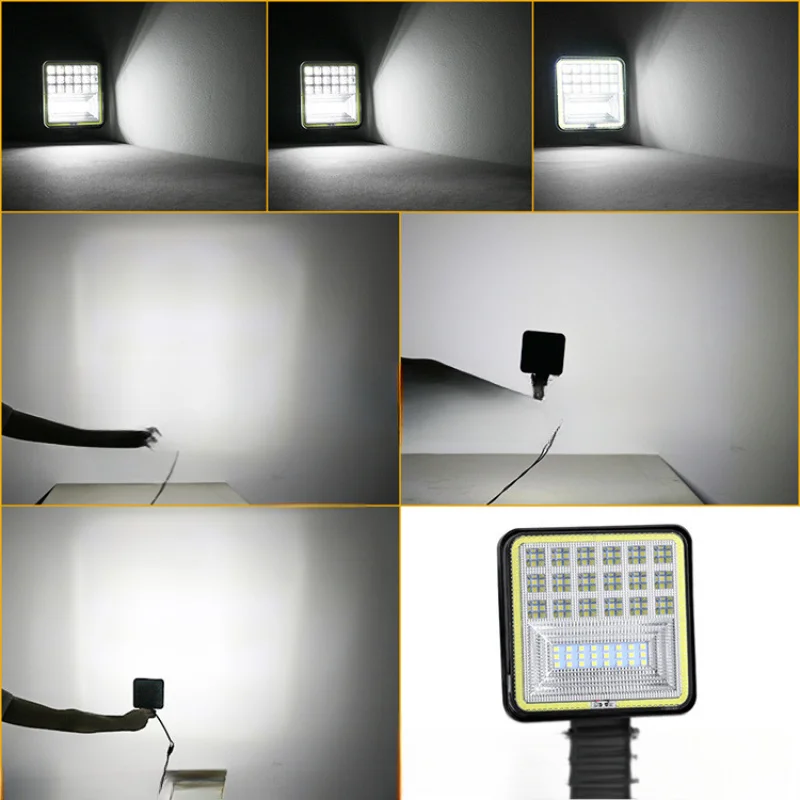 오프로드 차량용 4인치 사각형 LED 작업등, 넓은 시야각, 42-LED 디자인, 루프 라이트 및 스포트라이트 겸용