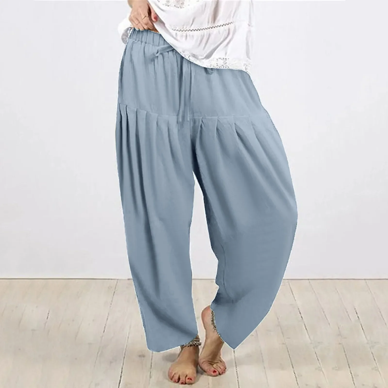 Carrot Wide-legged Trousers Spring Summer New Women's Trousers Loose and Comfortable Solid Color Casual Lace-up Female Trousers