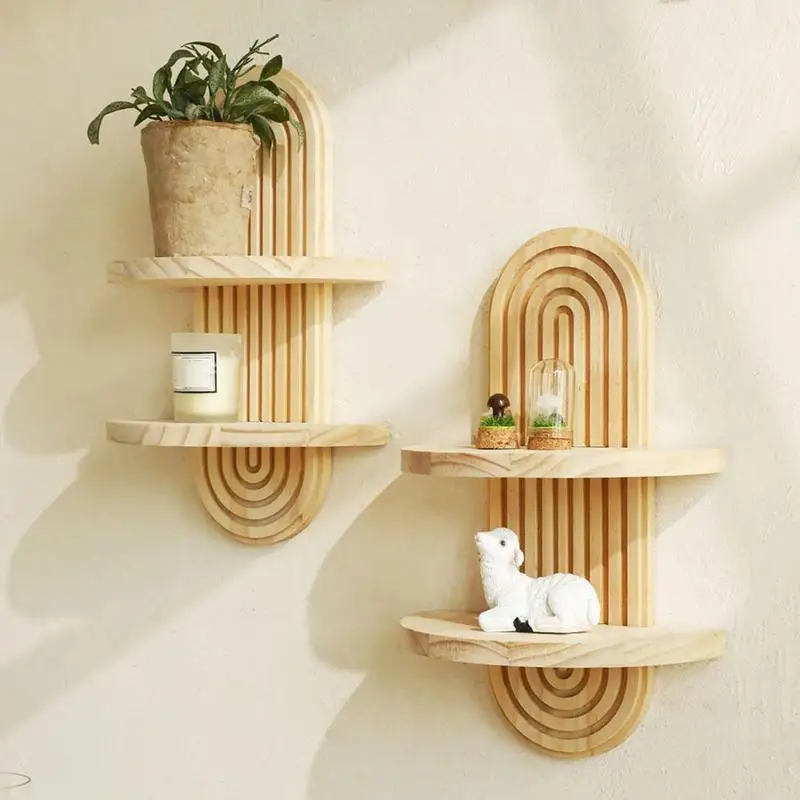 

Boho Shelves For Wall Aesthetic Boho Floating Shelves For Wall Decorative Rainbow Arch Modern Candle Holder Vintage Bookshelf