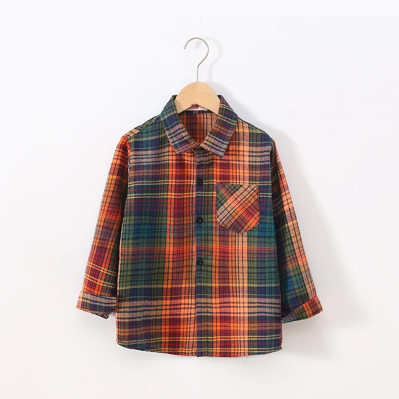 4 5 6 8 10 12 Years Autumn Boys Shirts Plaid Fashion Thin Style Long Sleeve Spring Girls Jacket Birthday Present Kids Clothes