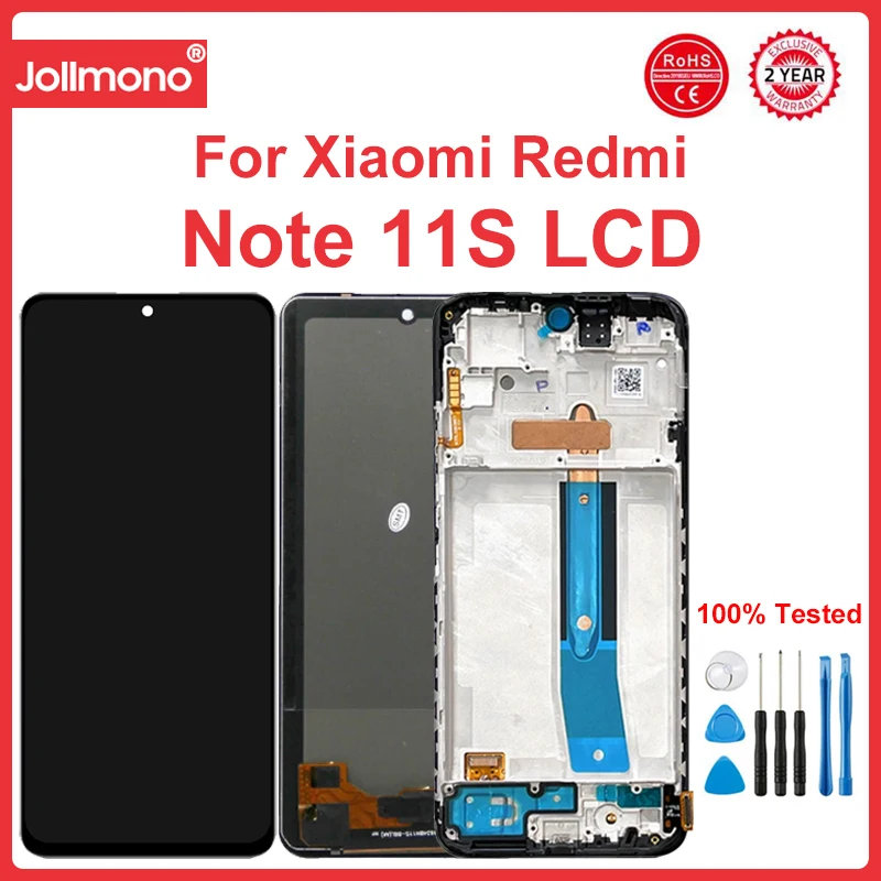 

Сменный экран Super AMOLED Redmi Note 11S, для Xiaomi Redmi Note 11S 2201117SG 2201117SI, ЖК-дисплей, цифровой сенсорный экран