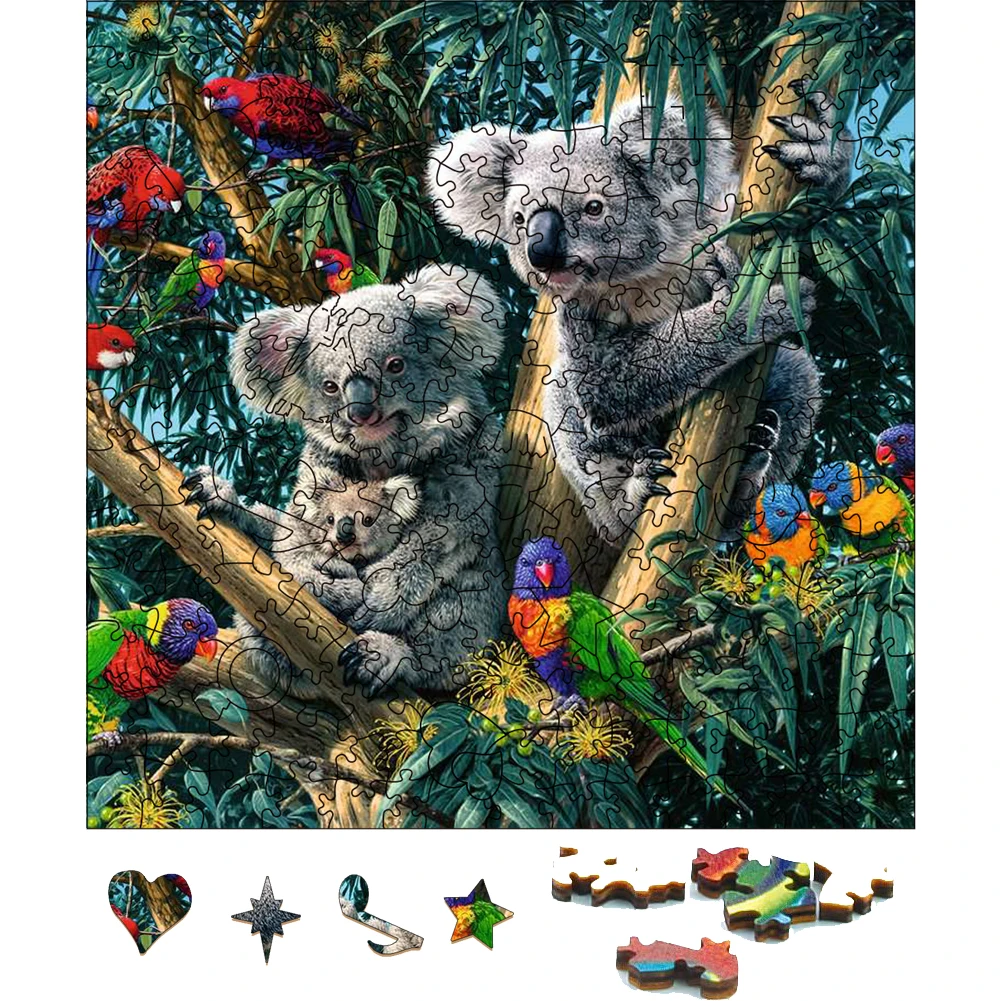 Wooden Koalas Jigsaw Puzzle Couple Games Animal Wooden Puzzles For Adult Teens Kids Wood Puzzle Game Toys Gift Home Ecoration