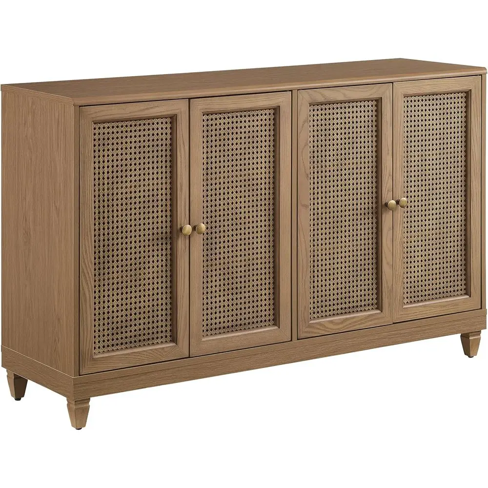 

Rattan Sideboard Buffet Cabinet with Shelves for Dining and Kitchen, Driftwood Finish