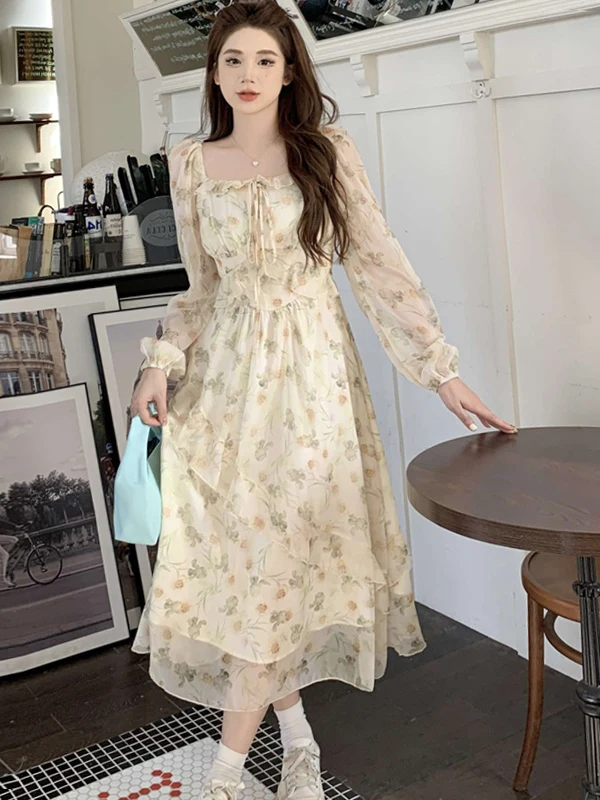 

plus Size Summer Floral Print Long Dr Women's High Waist a Skirt Korean Sle A-Line Midi Dr for Plump Women