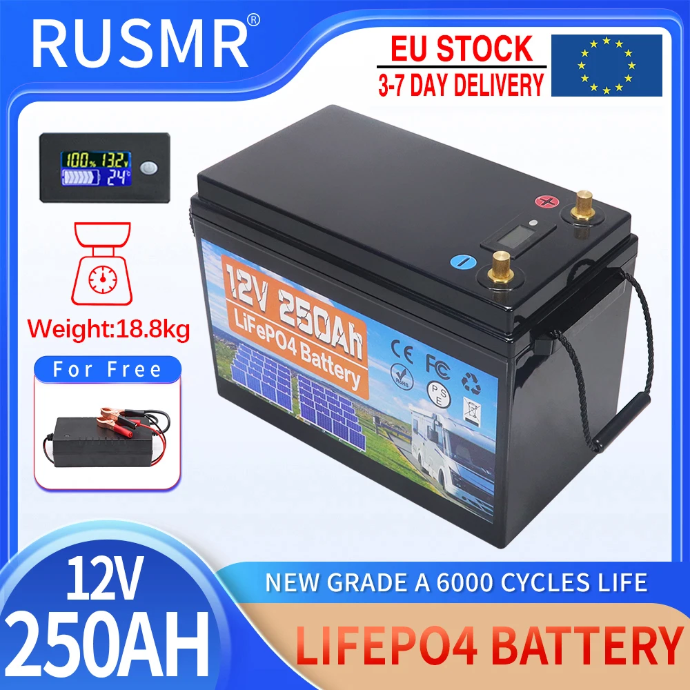 

12V 250Ah LiFePO4 Lithium Iron Phosphate Battery Built-in BMS 6000 Cycles For Replacing Most of Backup Power Home Energy Storage