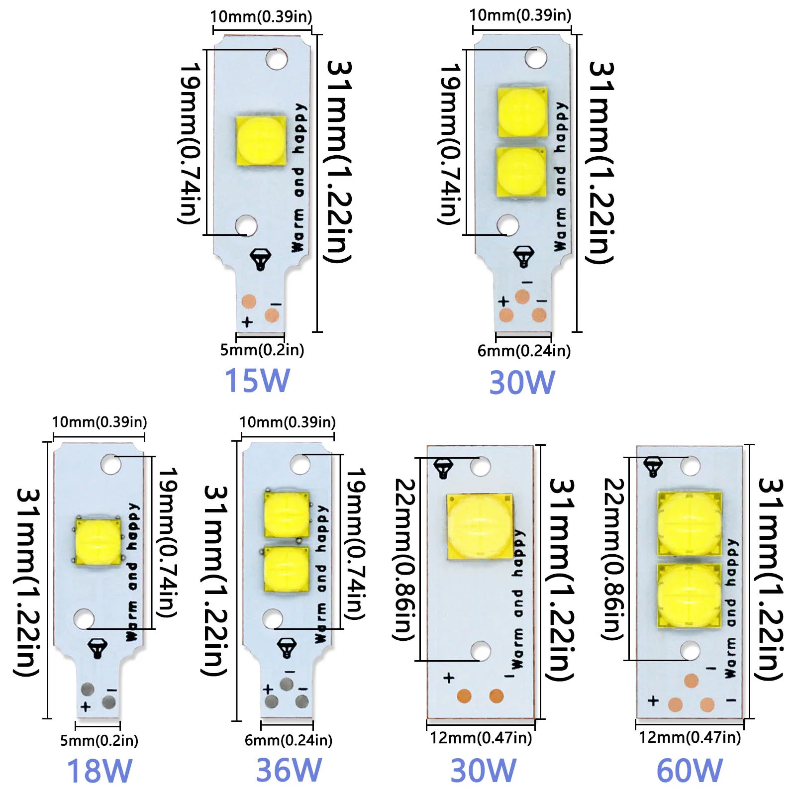 30W 60W XHP70  Copper PCB  Full Power 6-7V XHP50 LED Lamp LED Diodes Light DIY Headlamp LED Car Lights Repairing White 6500K