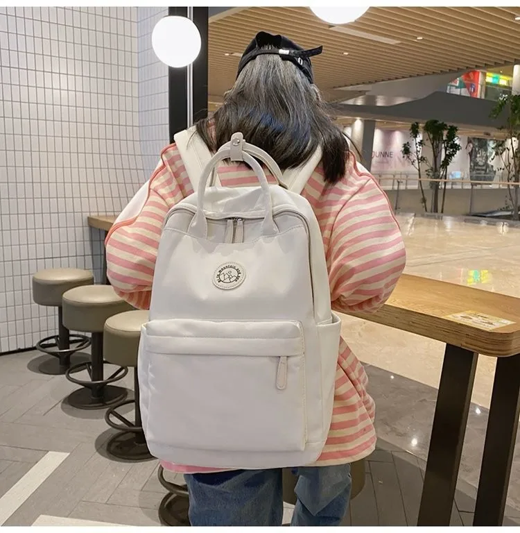 Japanese Style ins Schoolbag Female Middle School Student 2023 New Simple Pure Color Large Capacity Backpack Female Travel Ba...