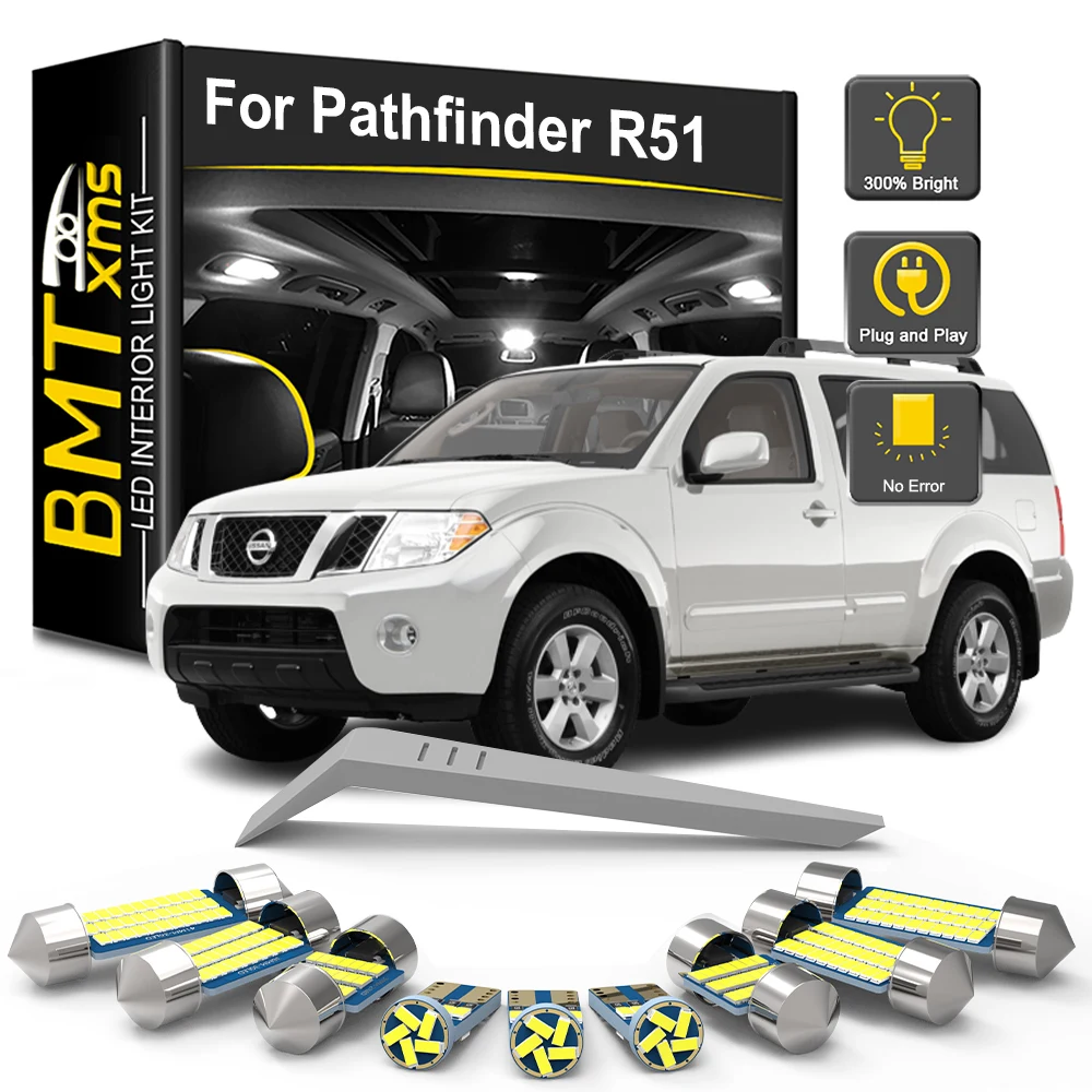 

BMTxms 15PCS LED Interior Light Bulb Kit For Nissan Pathfinder R51 2005 2006 2007 2008 2009 2010 2011 2012 LED Map Dome Lamp