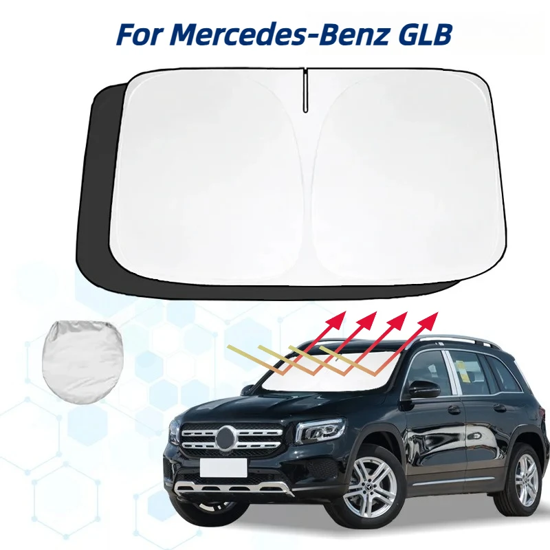 

Для Mercedes Benz GLB X247 GLB35 Солнцезащитный козырек на лобовое стекло Солнцезащитный козырек Защитный козырек от солнца Складные блоки УФ-лучей Держите автомобильный охладитель
