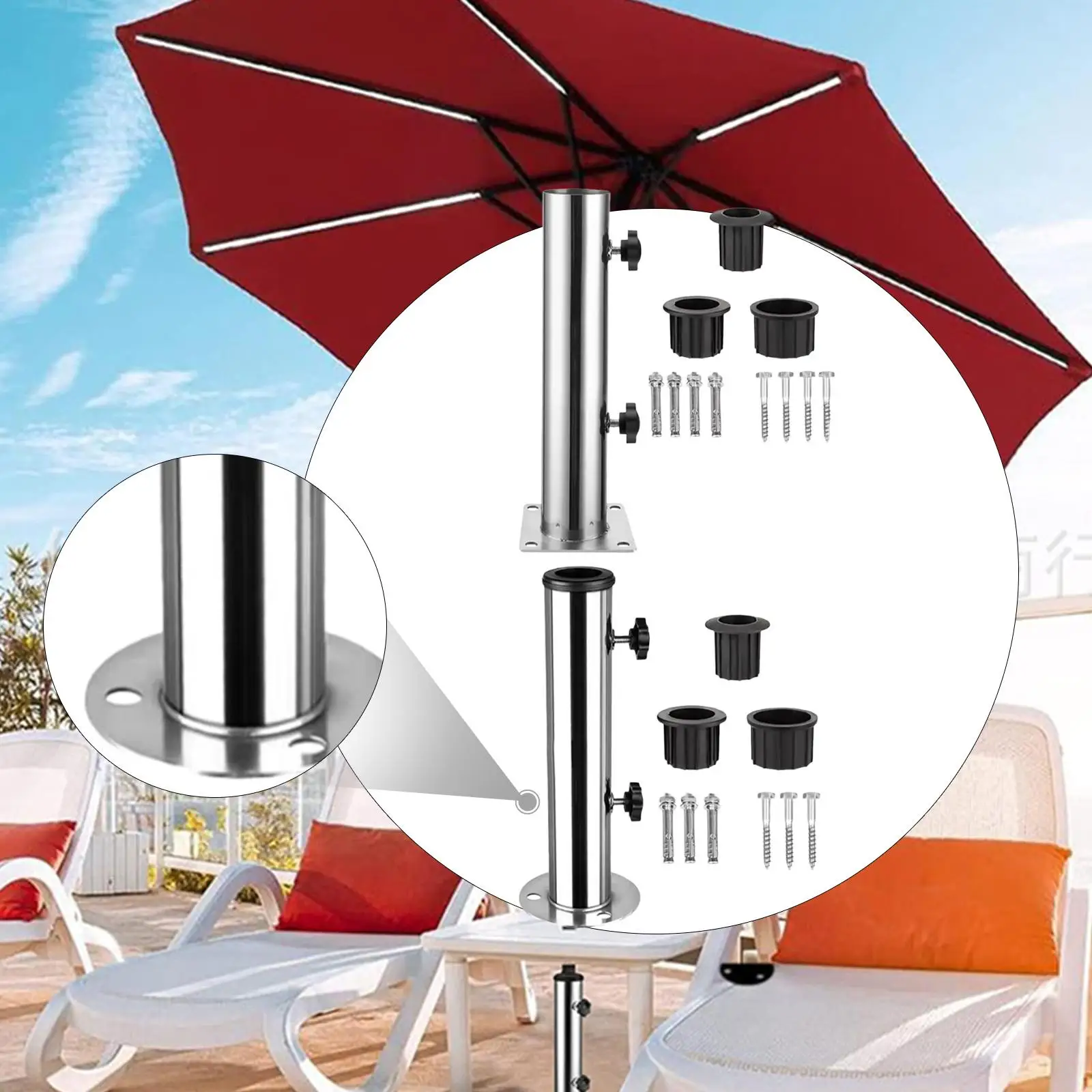 Patio Umbrella Base Heavy Duty Umbrella Tube Mount for Pontoons Outdoor Yard