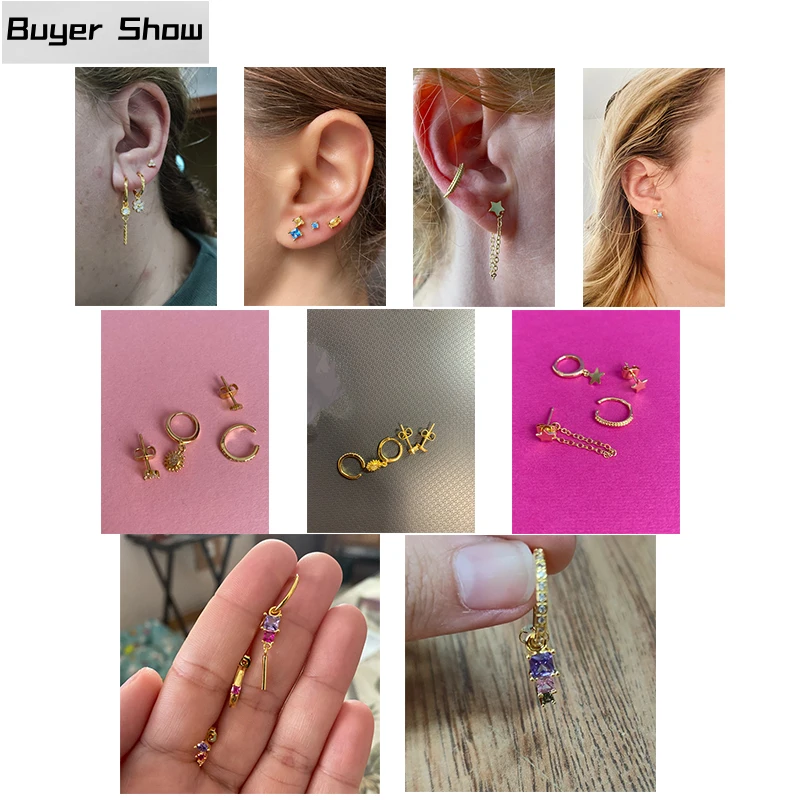 ROXI Multible Earring Jewelry Sets Earring for Women Fashion Casual Earrings Jewelry Circle Star Flower Geometry Piercing Earing