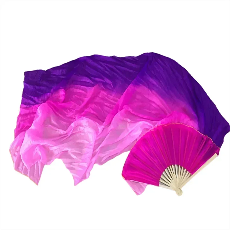 Women Belly Dance Silk Bamboo Long Fan Veils One Pair (L+R) 100% Silk Veil Light Weight Flowy Bellydance Costume Props 180cm