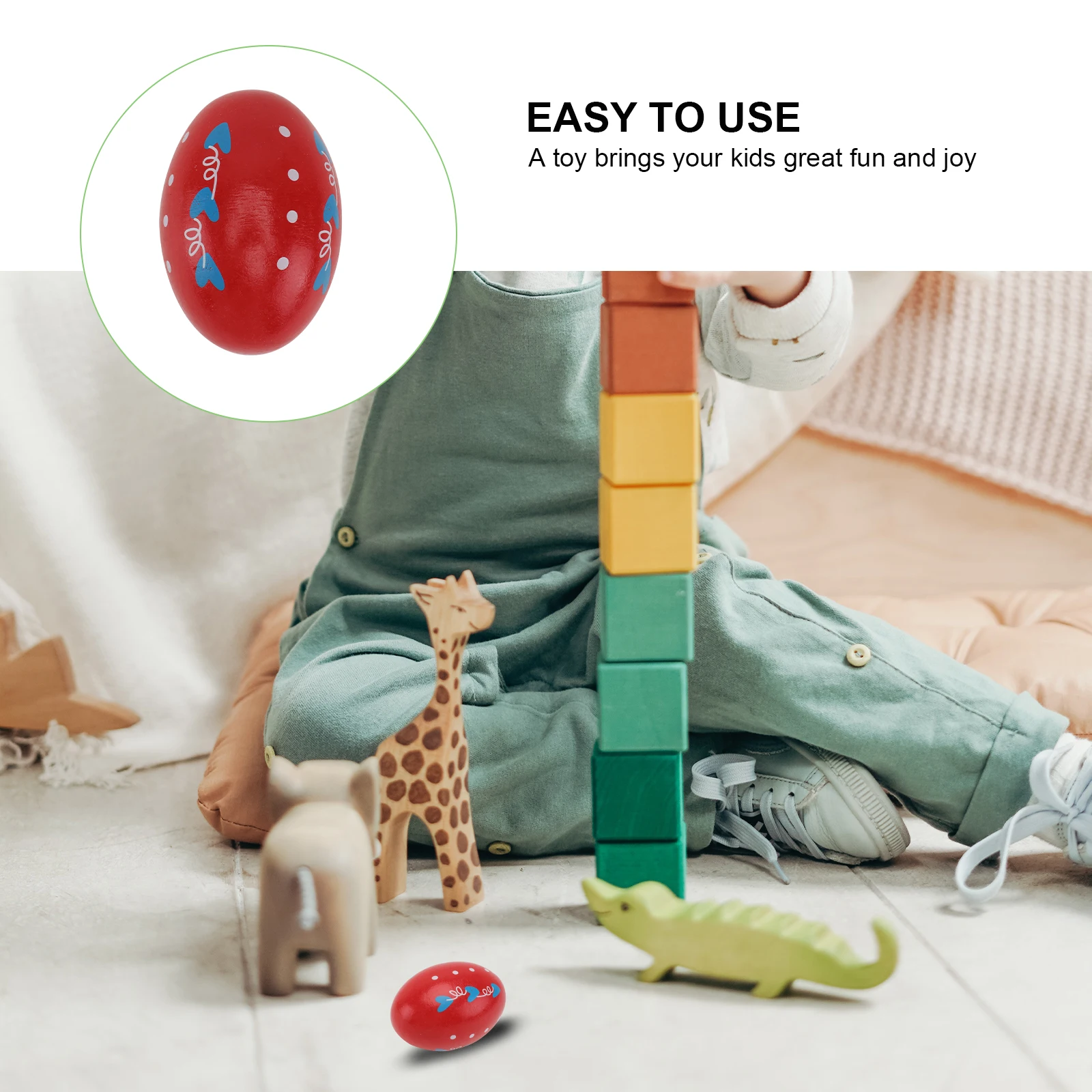 

4pcs Wooden Egg Maracas 7.00X4.50X4.50Cm Music Percussion For Educational Sound Instrument Random Shaker