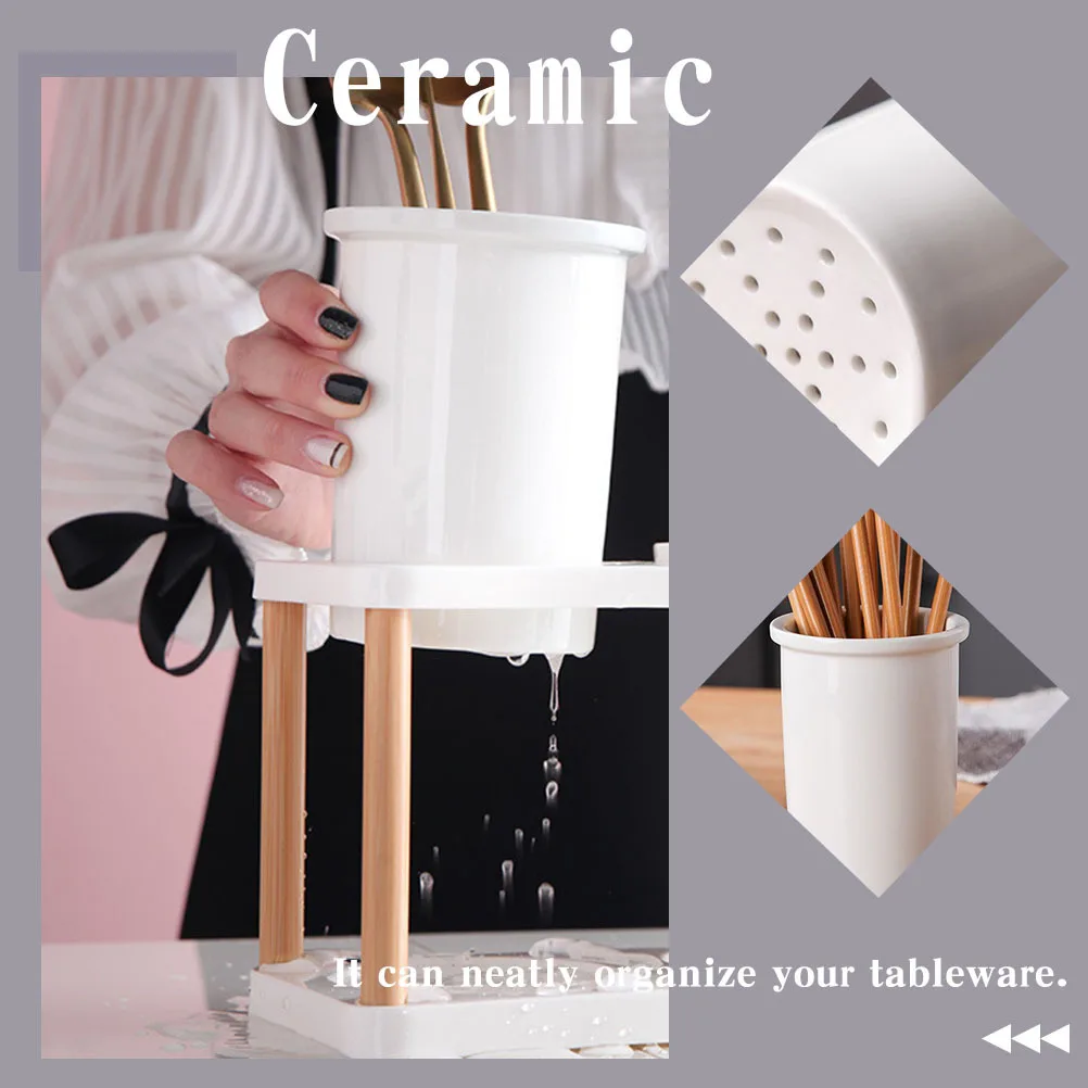 

1Pcs Ceramic Cutlery Cage Chopsticks Holder Kitchen Utensil Organizer Flatware Holder Easy Clean Scratch Resistant