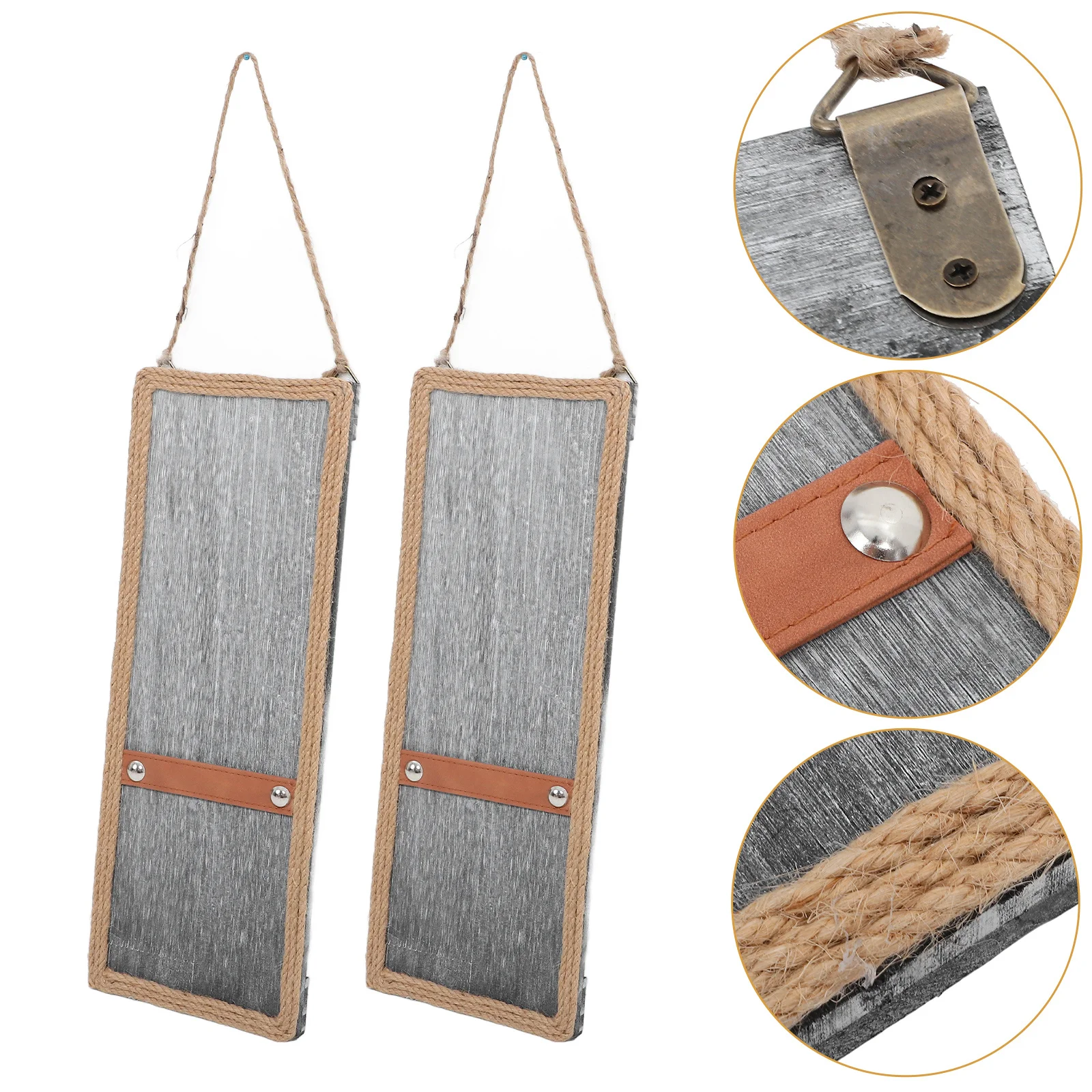 

2pcs Vintage Wooden Wall Hangings Rustic Home Decor Jute Rope Design Lightweight Plaque For Cafe Retro Style Wall Decoration
