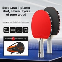 BOER 1/2/3/4 Star Table Tennis Racket with Double Sided Anti-Spin Rubber Solid Wood for Ping Pong Racket Longhandle  with Bag