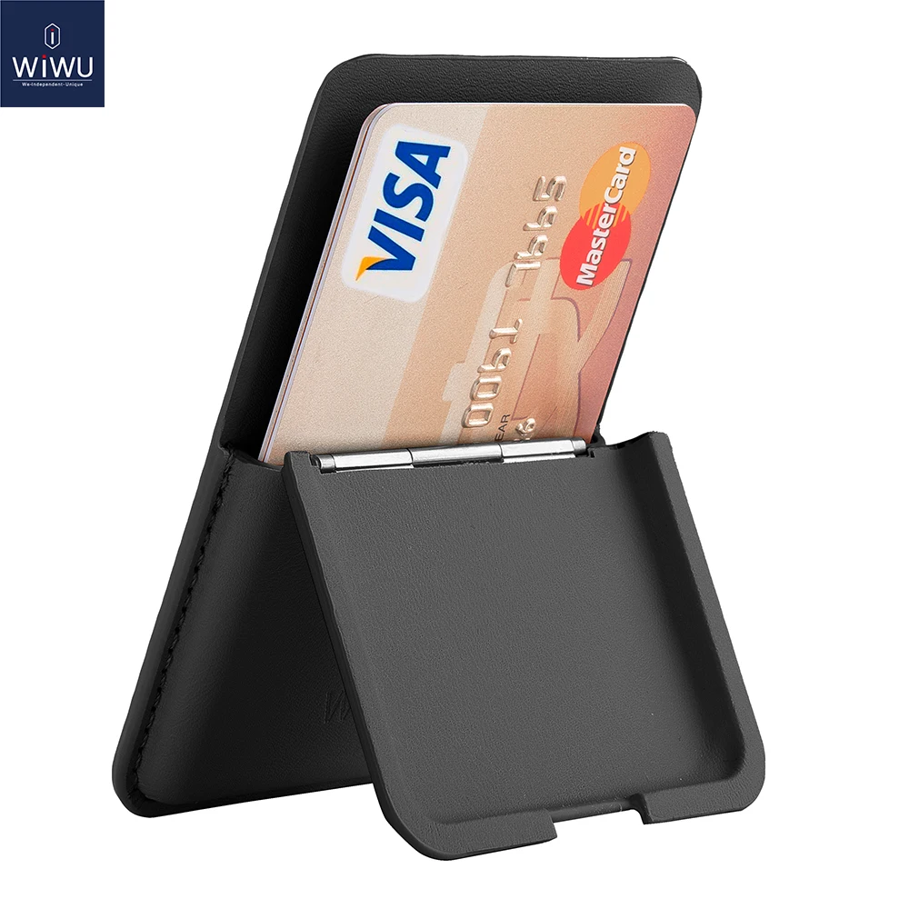 WiWU Magnetic Wallet with Stand for iPhone 16 15 14 13 12 PU Leather Card Slot Pop-up Function Mobile Phone Bracket Max 3 Cards