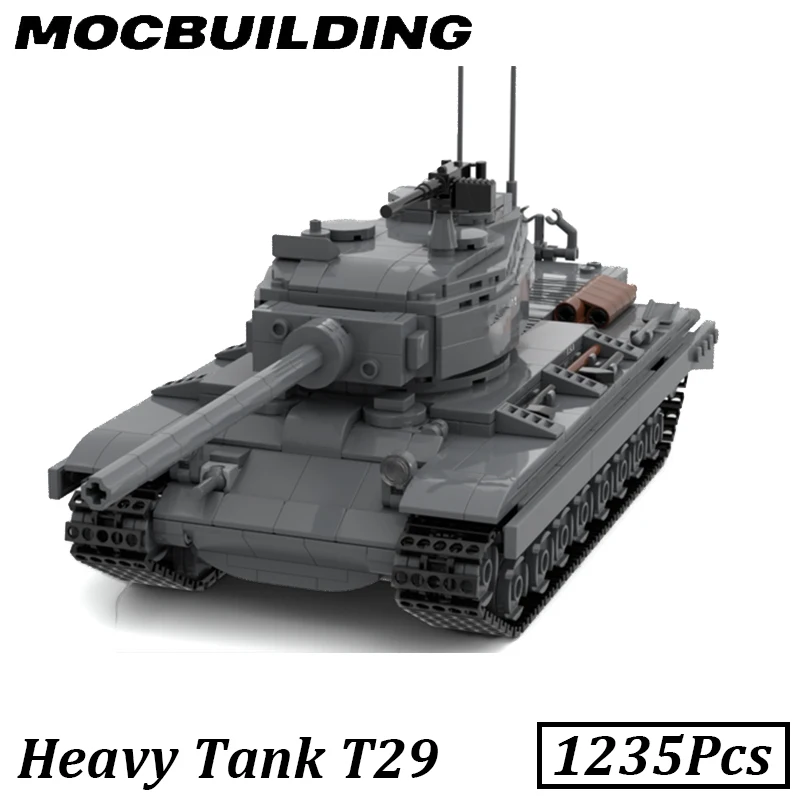 

1235Pcs Military Heavy Tank T29 V2 Model American Army Tanks Tiger II Collection Building Blocks Kit Bricks Toys Display Gift