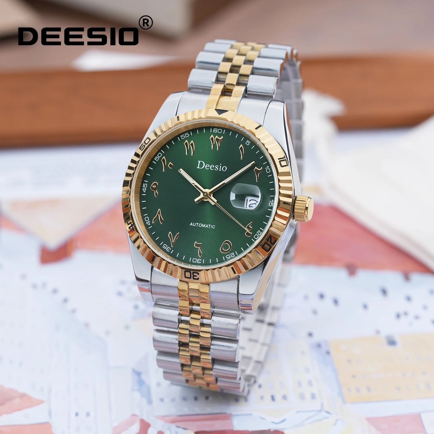 

Deesio Business Men's Fully Automatic Mechanical Watch Stainless Steel Bracelet Water Resistant Date Business Casual Luminous