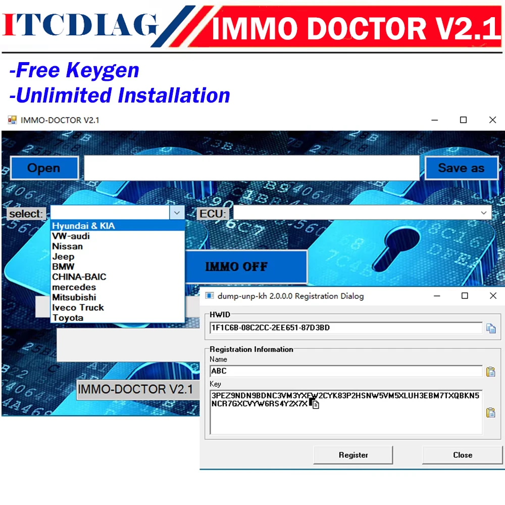 

FREE KEYGEN IMMO DOCTOR V2.1 Immo Off Delete ECU Chip File Softwarefor SIM2K MT38 ME 17.9.2 17.9.8 MED17.9.8 For KIA For HYUNDAI