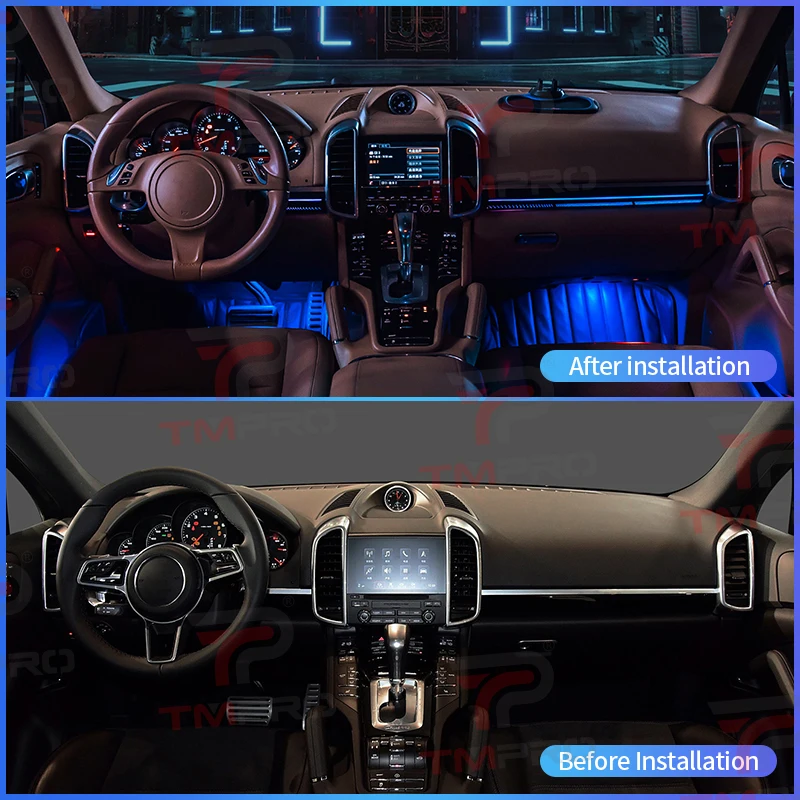 TMPRO 64-Color LED Safety Assistance System Suitable for Porsche Cayenne 2011-2016 Car Ambient Lights Car Interior Decoration