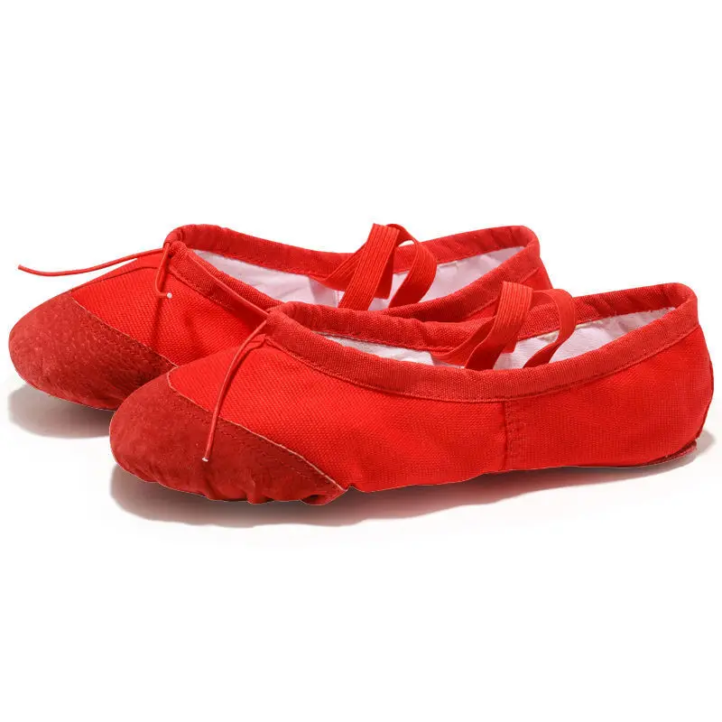 Zapatos de baile de punta para niñas, zapatillas de suela suave para adultos y niños, zapatillas de lona para practicar Yoga, Ballet, zapatos elegantes con tacones bajos