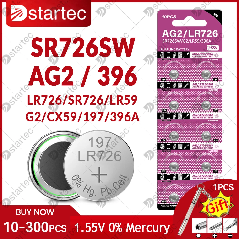 10-50PCS LR726 AG2 Button Batteries SR726SW 396A 396 397 196 SR726 LR59 CX59 1.55V Alkaline Coin Cell Silver Oxide Watch Battery