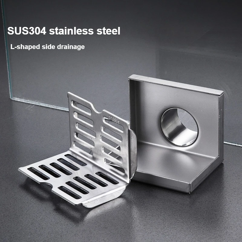 

Outdoor balcony L-shaped floor drain 304 stainless steel corner drain floor drain, thickened side drain on the same floor