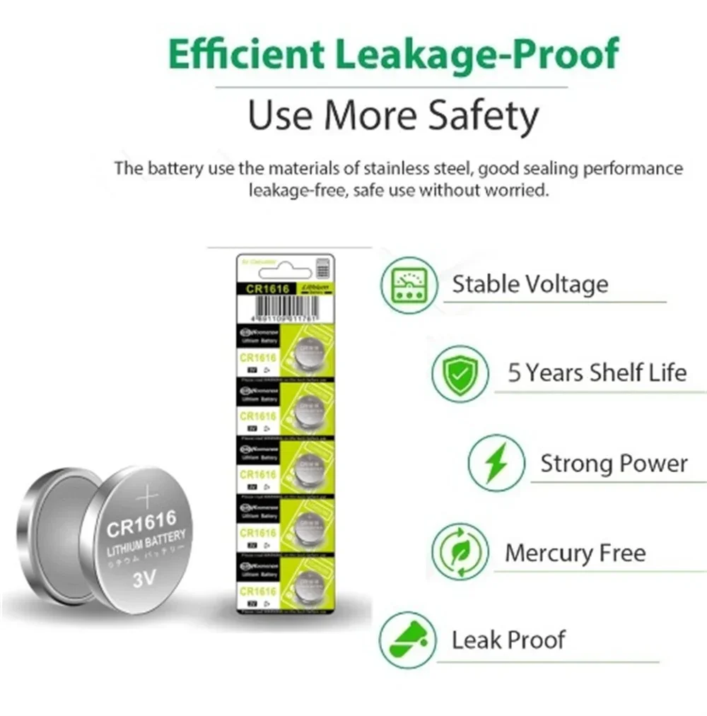 جديد 3 فولت 60 مللي أمبير CR1616 بطارية زر عالية الجودة CR 1616 DL1616 BR1616 5021LC LM1616 ساعة سيارة التحكم عن بعد بطارية ليثيوم #3