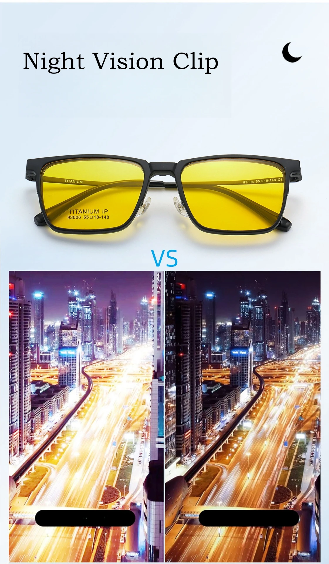 YIMARUILI Ultraleichte polarisierte magnetische Clip-On-Brille für Männer und Frauen, TR90, optische Brillengestelle aus reinem Titan – Detail 5