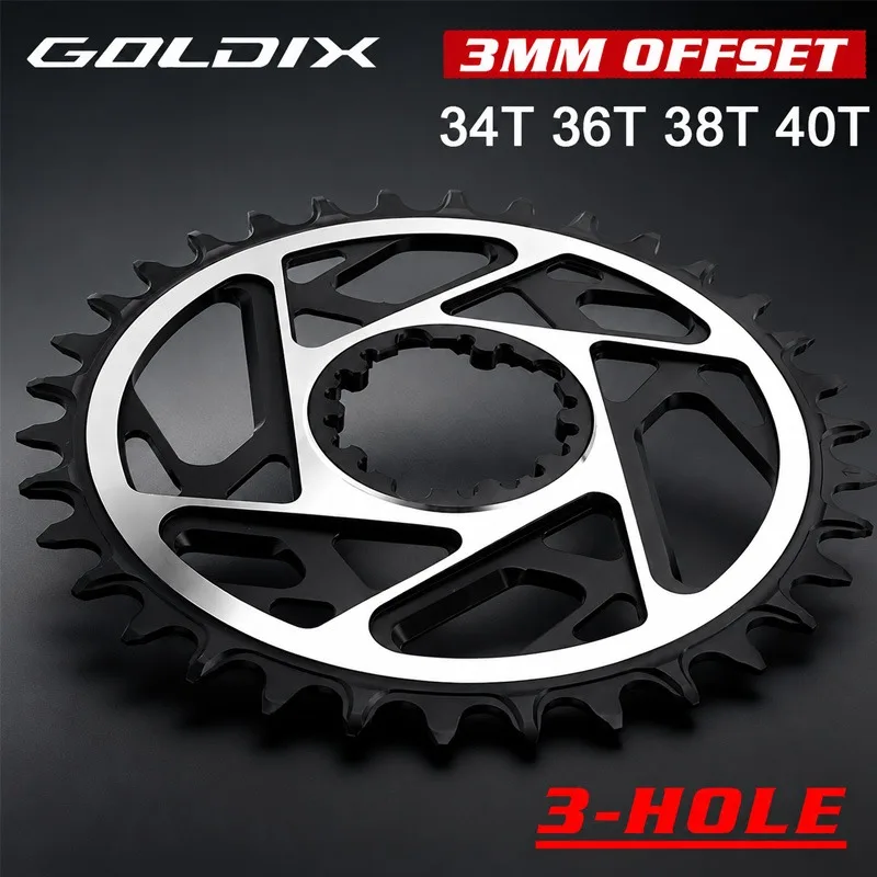 GOLDIX Direct Mount chainring 3mm offset for Sram 3 bolt Crankset 10 11 12 speed 34T 36T 38T 40T MTB bike narrow wide chainring
