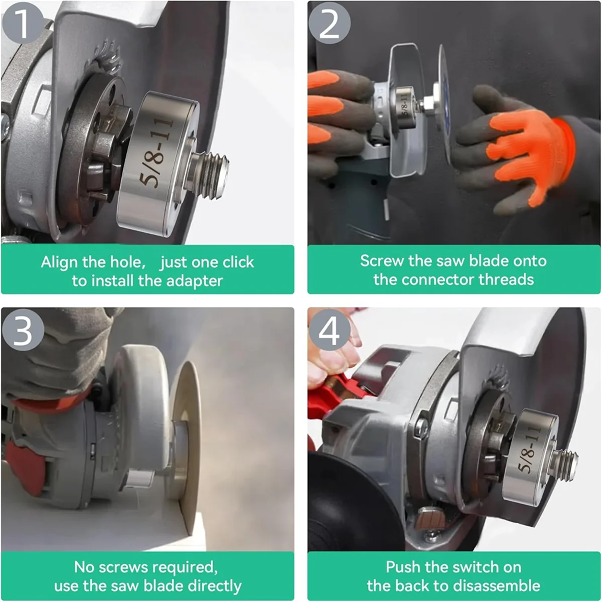 Rebarbadora com Flange Bloqueio Porca, Grinder Lock, 5/8 "-11 Thread, compatível para Xlock Angle Grinder, lâmina de corte, 5/8"